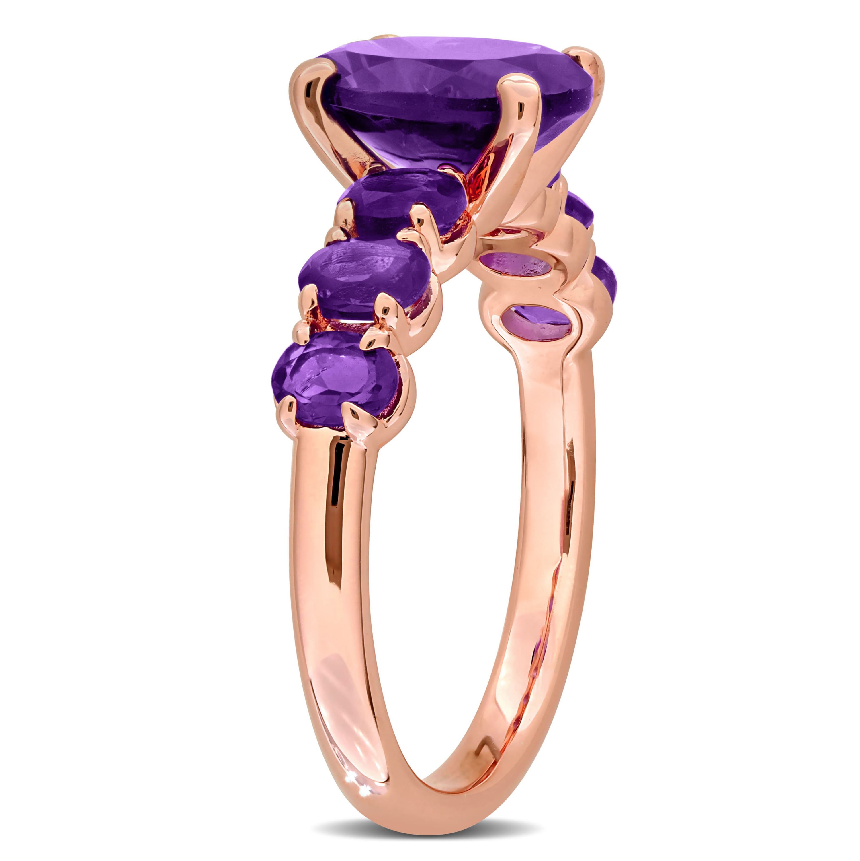 Amethyst-Africa Cocktail Ring in Rose Plated Sterling Silver
