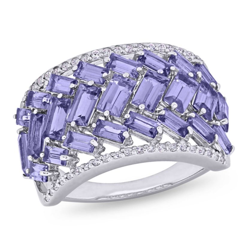 Tanzanite & White Topaz Multi-Row Ring in Sterling Silver