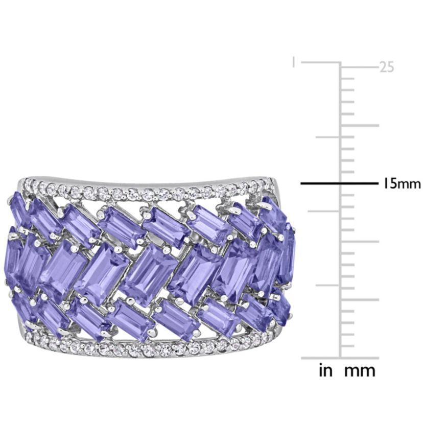 Tanzanite & White Topaz Multi-Row Ring in Sterling Silver