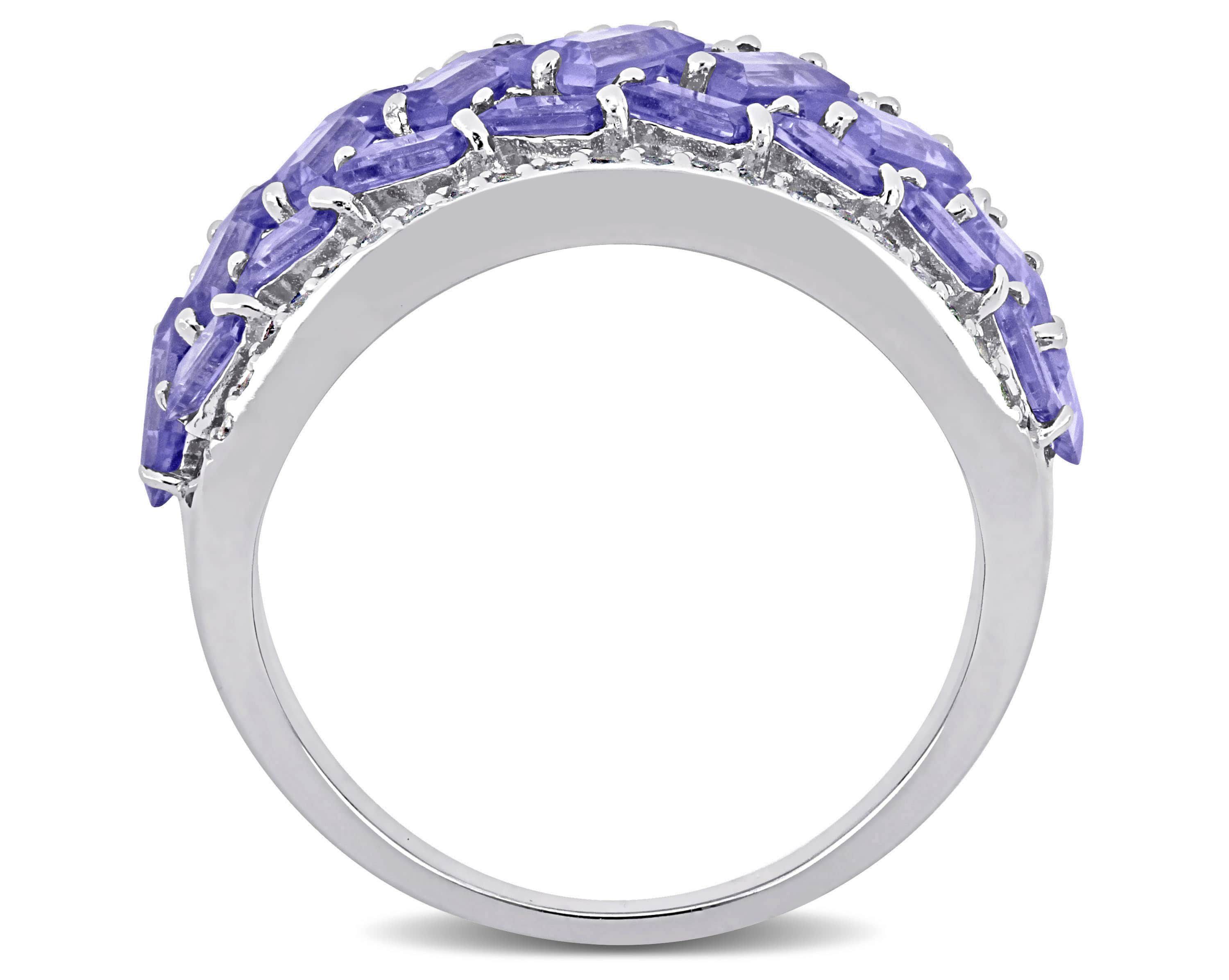 Tanzanite & White Topaz Multi-Row Ring in Sterling Silver