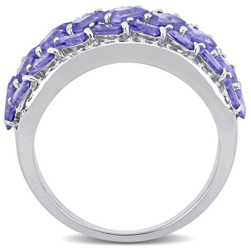 Tanzanite & White Topaz Multi-Row Ring in Sterling Silver
