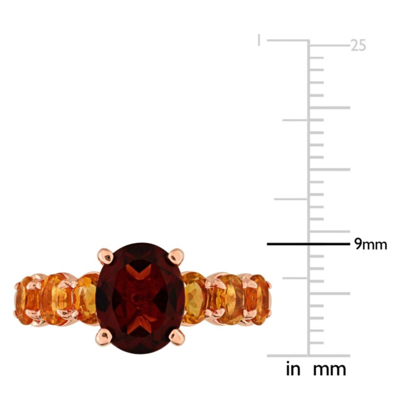 Garnet & Madeira Citrine Cocktail Ring in Rose Plated Sterling Silver