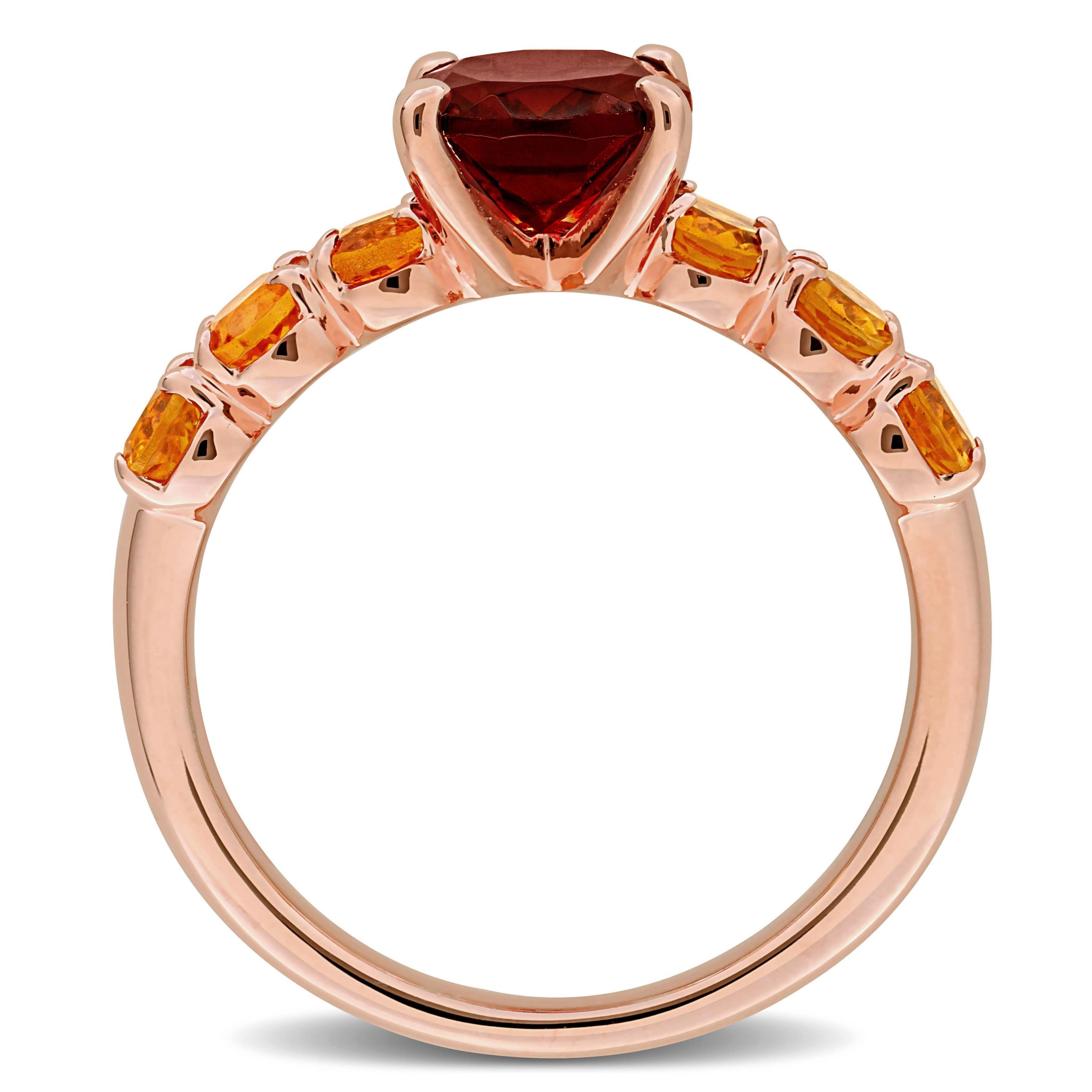 Garnet & Madeira Citrine Cocktail Ring in Rose Plated Sterling Silver