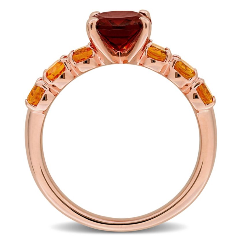 Garnet & Madeira Citrine Cocktail Ring in Rose Plated Sterling Silver
