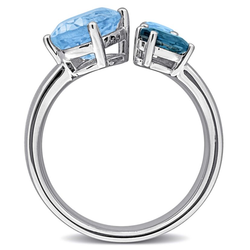 Sky London Swiss Blue Topaz 3-Stone Open Ring in Sterling Silver