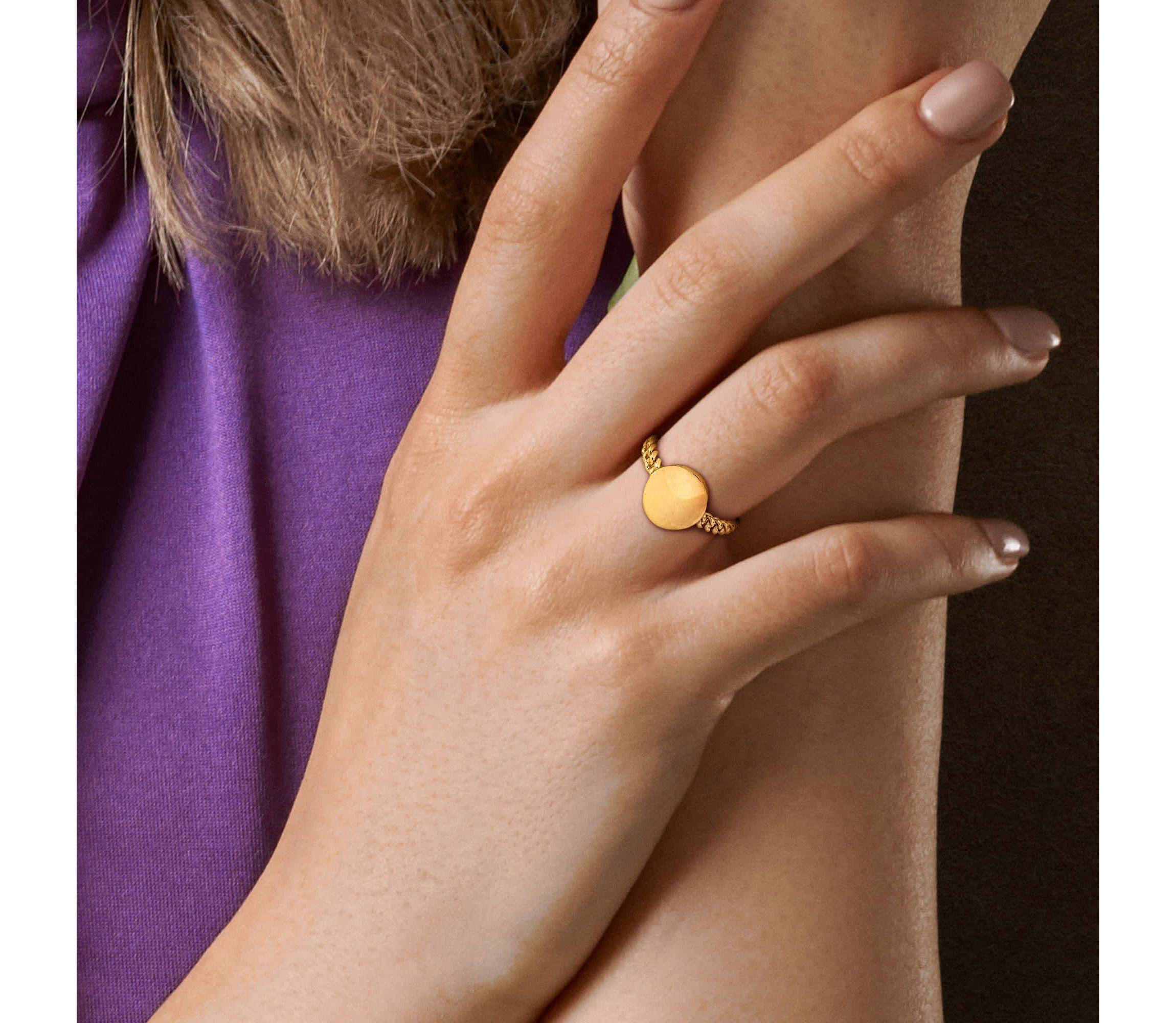 Disc Braided Ring in 14k Yellow Gold