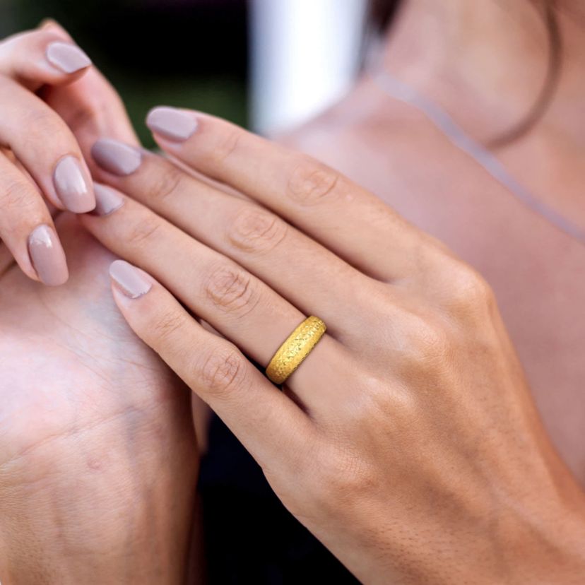 Diamond-Cut Design Ring in 14k Yellow Gold