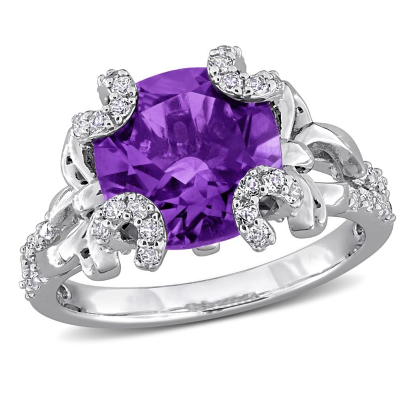 Amethyst & White Topaz Ring in Sterling Silver
