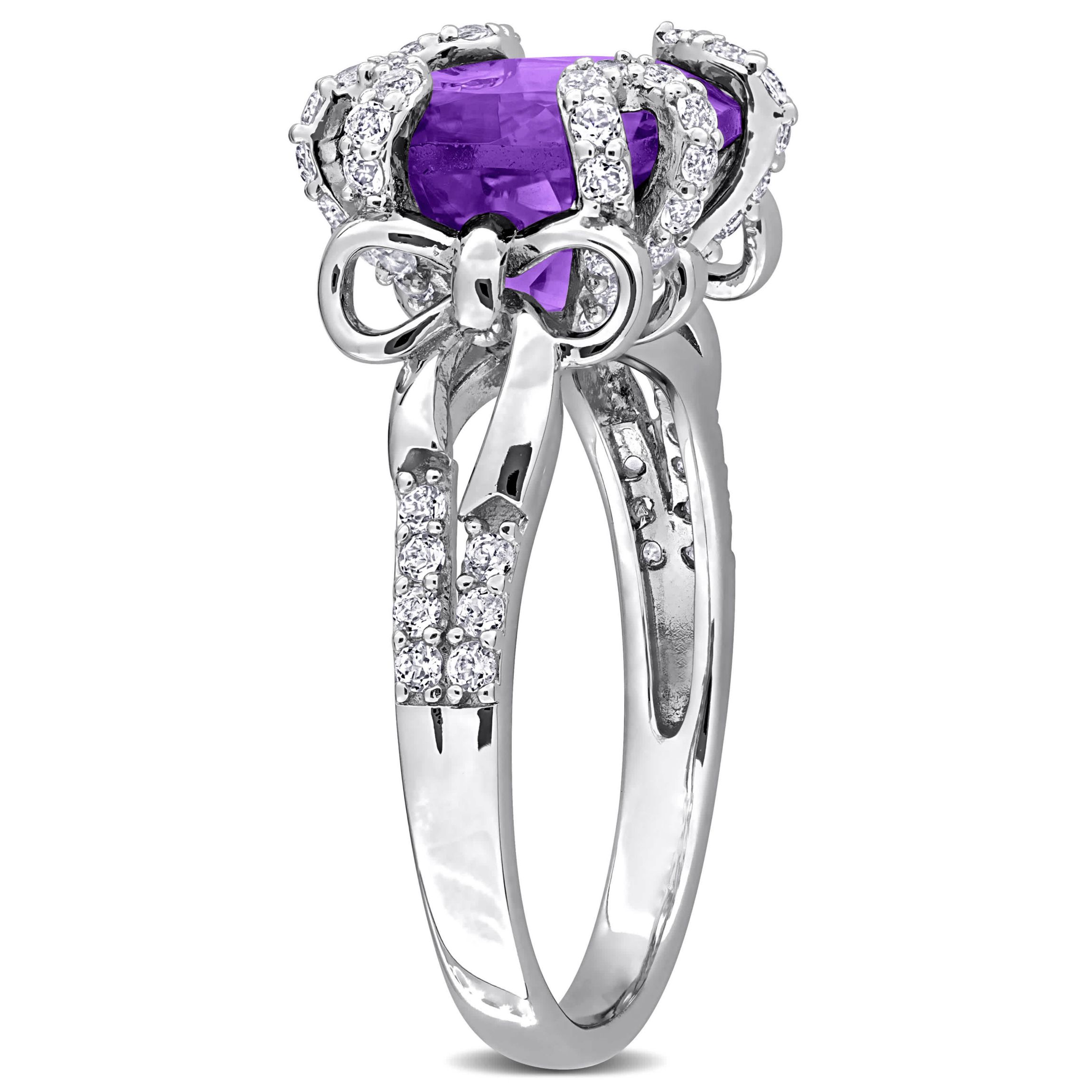 Amethyst & White Topaz Ring in Sterling Silver