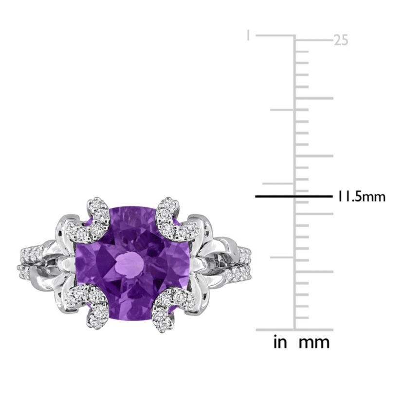 Amethyst & White Topaz Ring in Sterling Silver