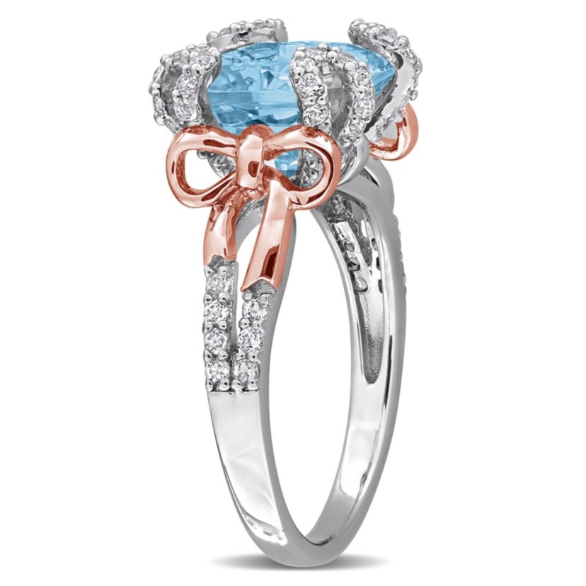 Sky Blue & White Topaz Ring in Two-tone Silver