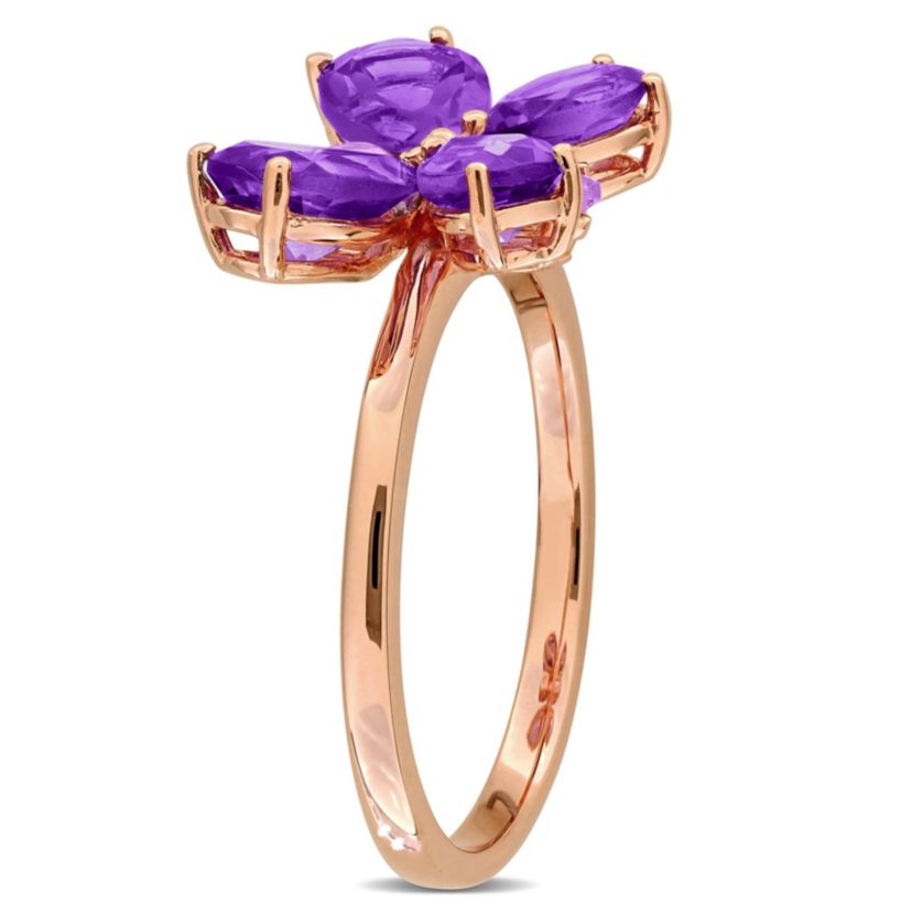 Amethyst-Africa & Rose De France Ring in Rose Plated Sterling Silver