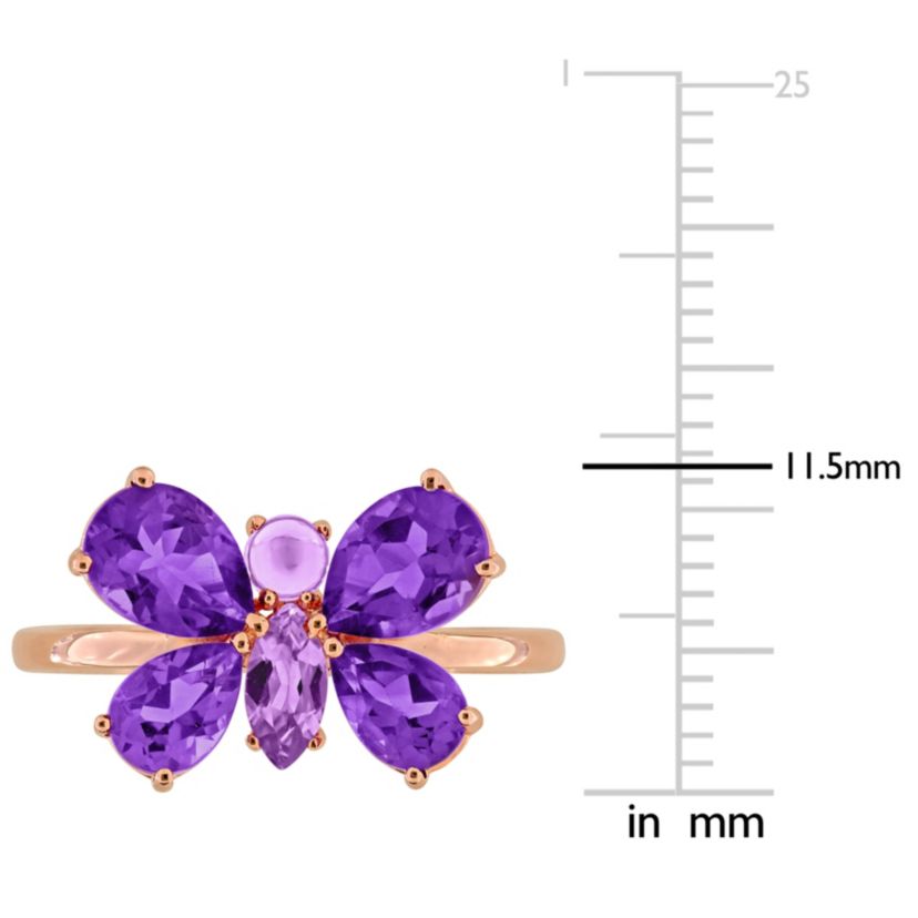 Amethyst-Africa & Rose De France Ring in Rose Plated Sterling Silver