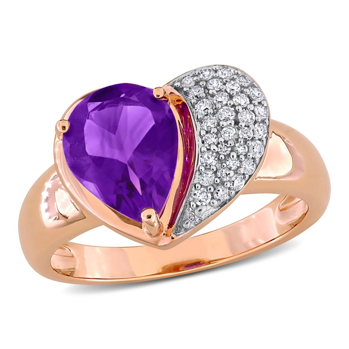 Diamond & Amethyst-Africa Ring in 10k Rose Gold