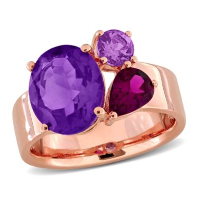 Belk & Co Amethyst-Africa, Rhodolite & Amethyst Ring in Rose Plated Sterling Silver, Pink, 6