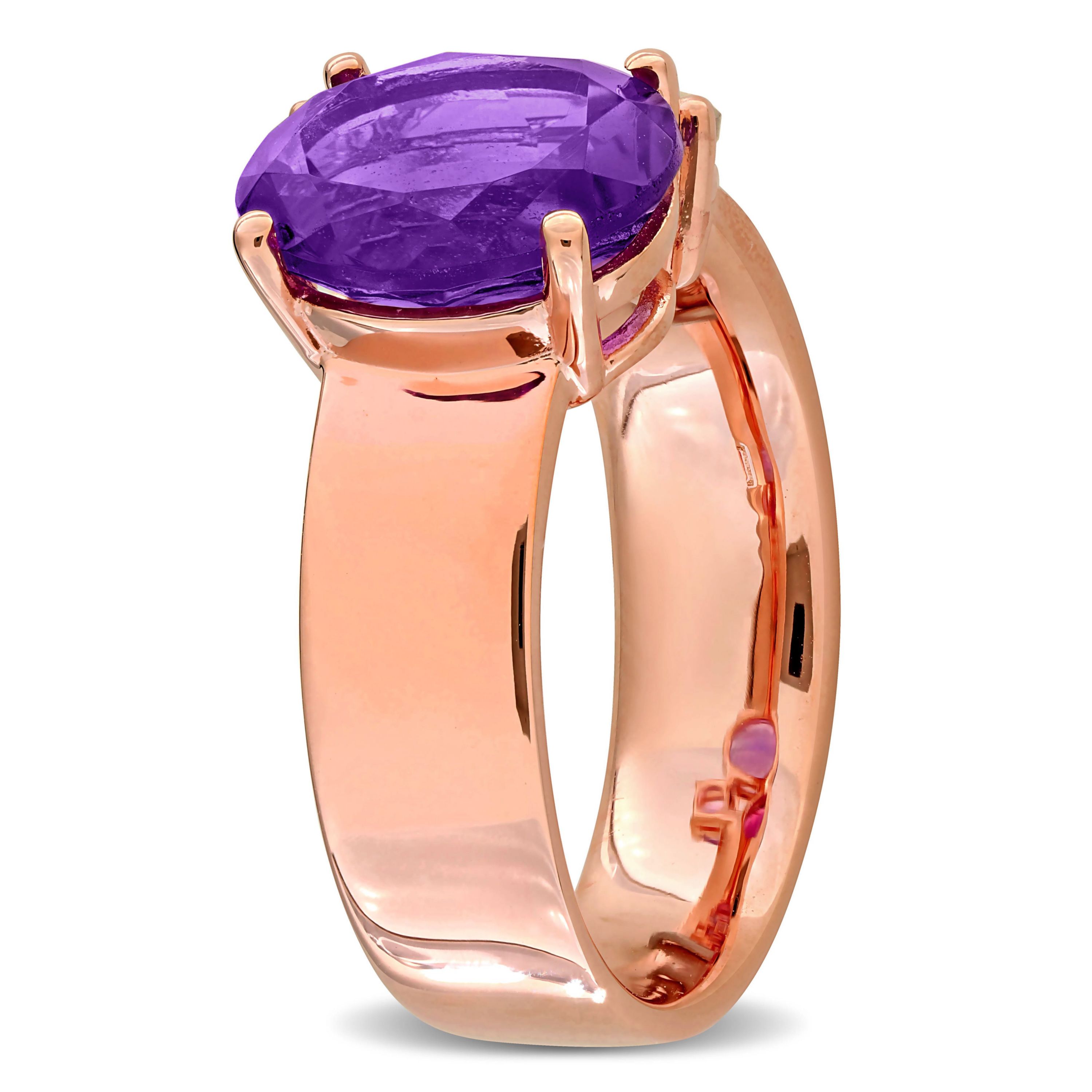 Amethyst-Africa, Rhodolite & Amethyst Ring in Rose Plated Sterling Silver