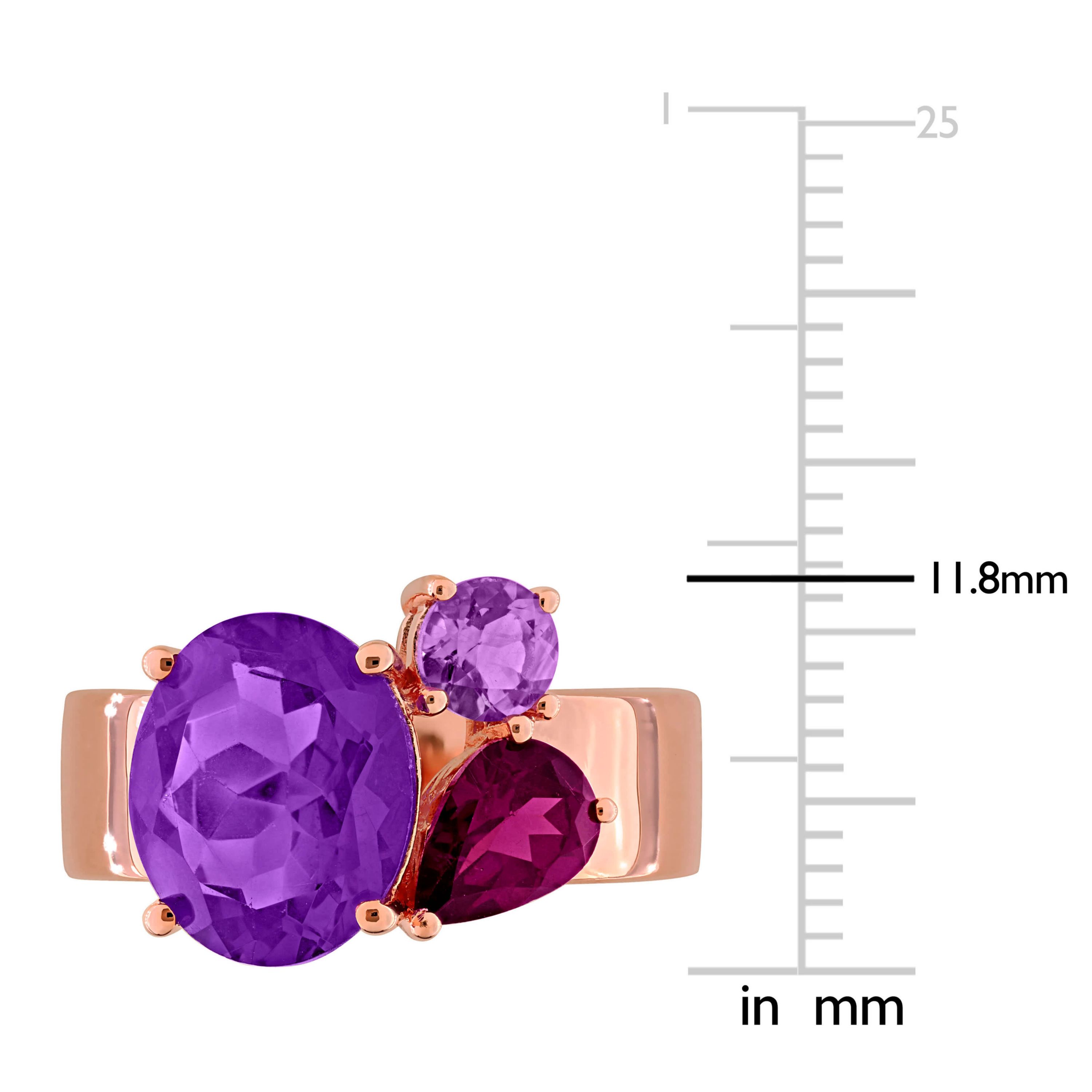 Amethyst-Africa, Rhodolite & Amethyst Ring in Rose Plated Sterling Silver