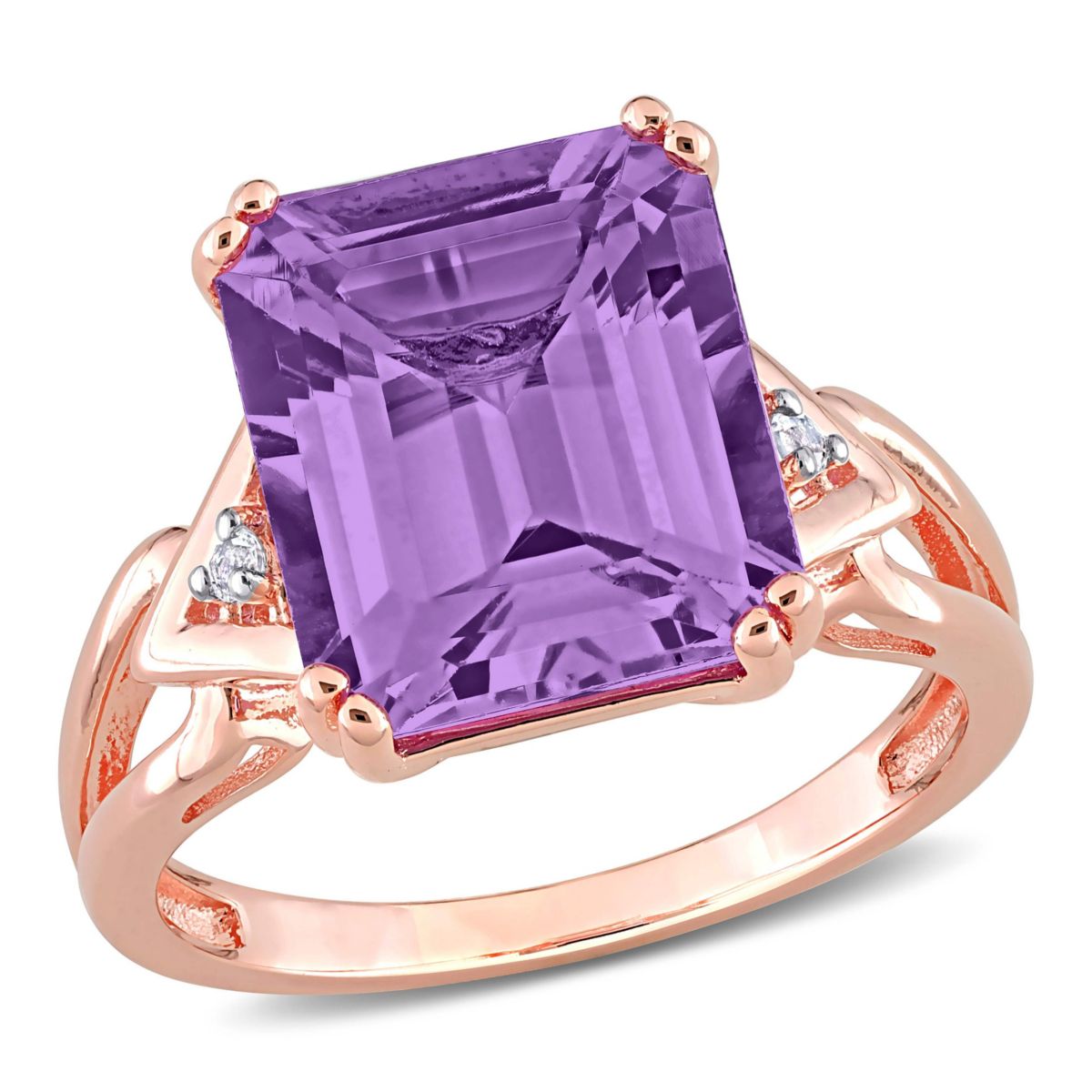 Amethyst & White Topaz Ring in Rose Plated Sterling Silver