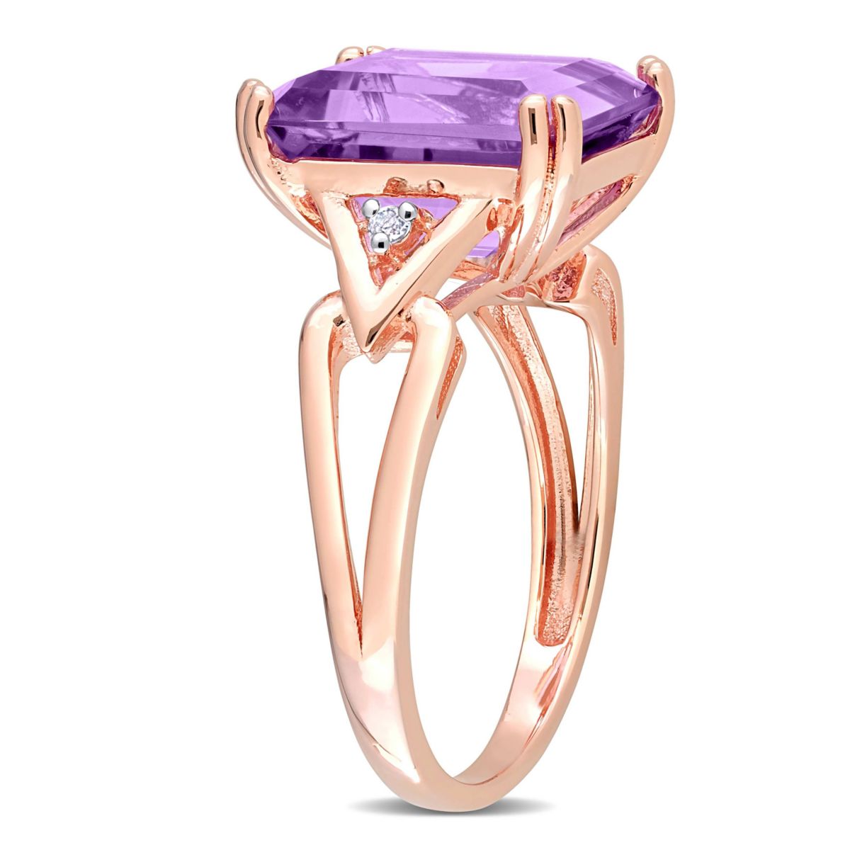 Amethyst & White Topaz Ring in Rose Plated Sterling Silver