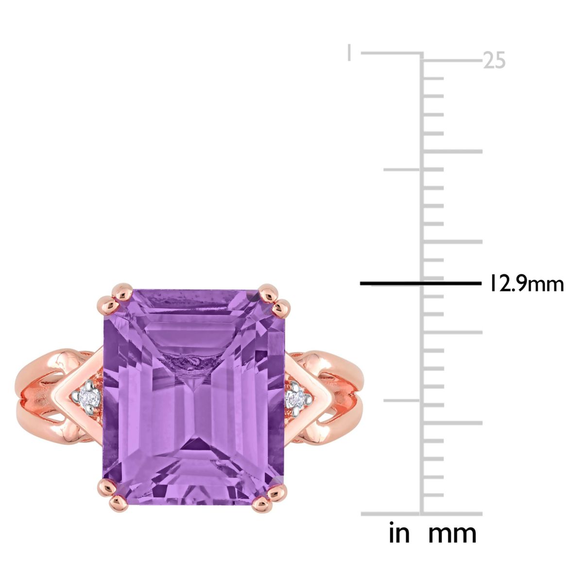 Amethyst & White Topaz Ring in Rose Plated Sterling Silver