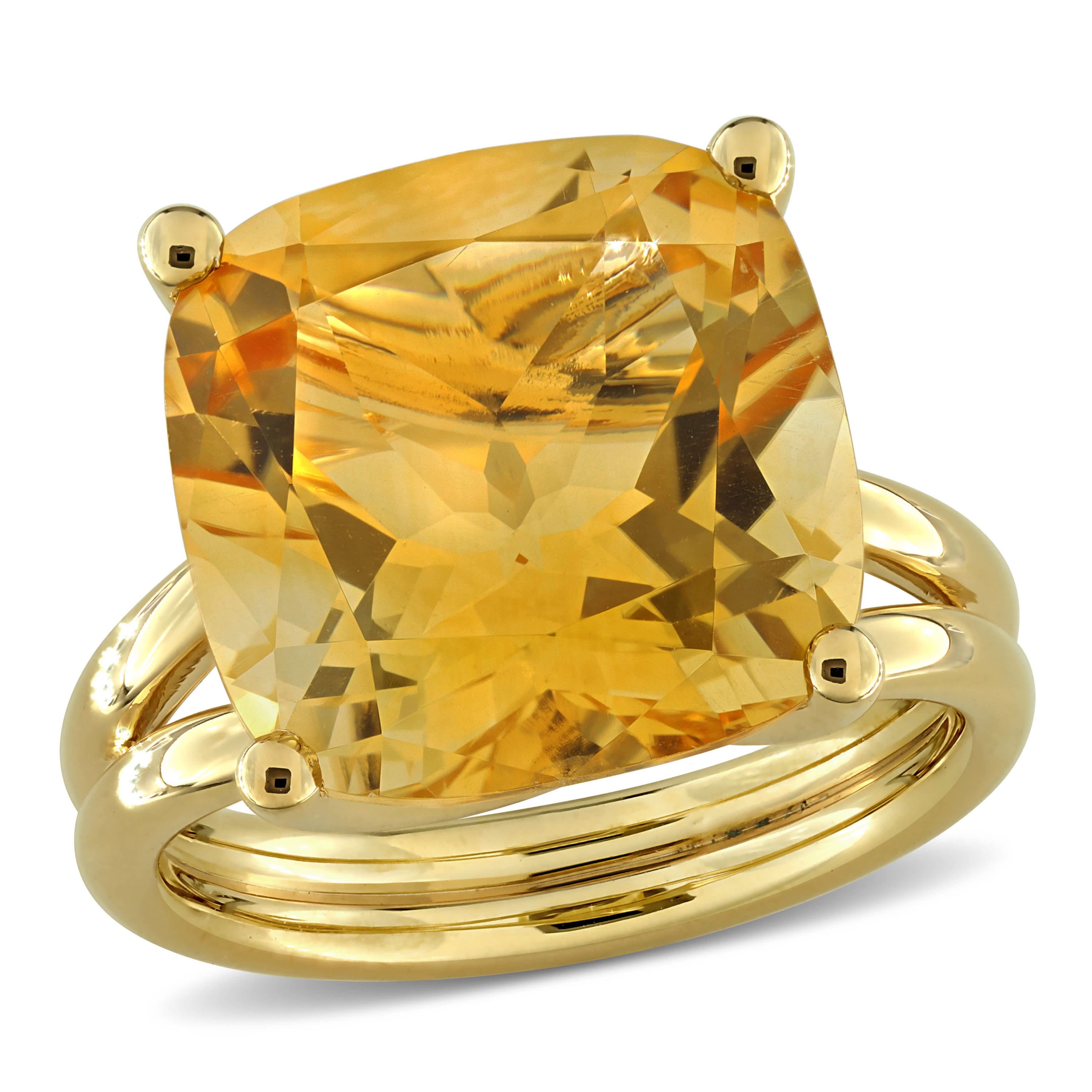 Citrine Ring in Yellow Plated Sterling Silver