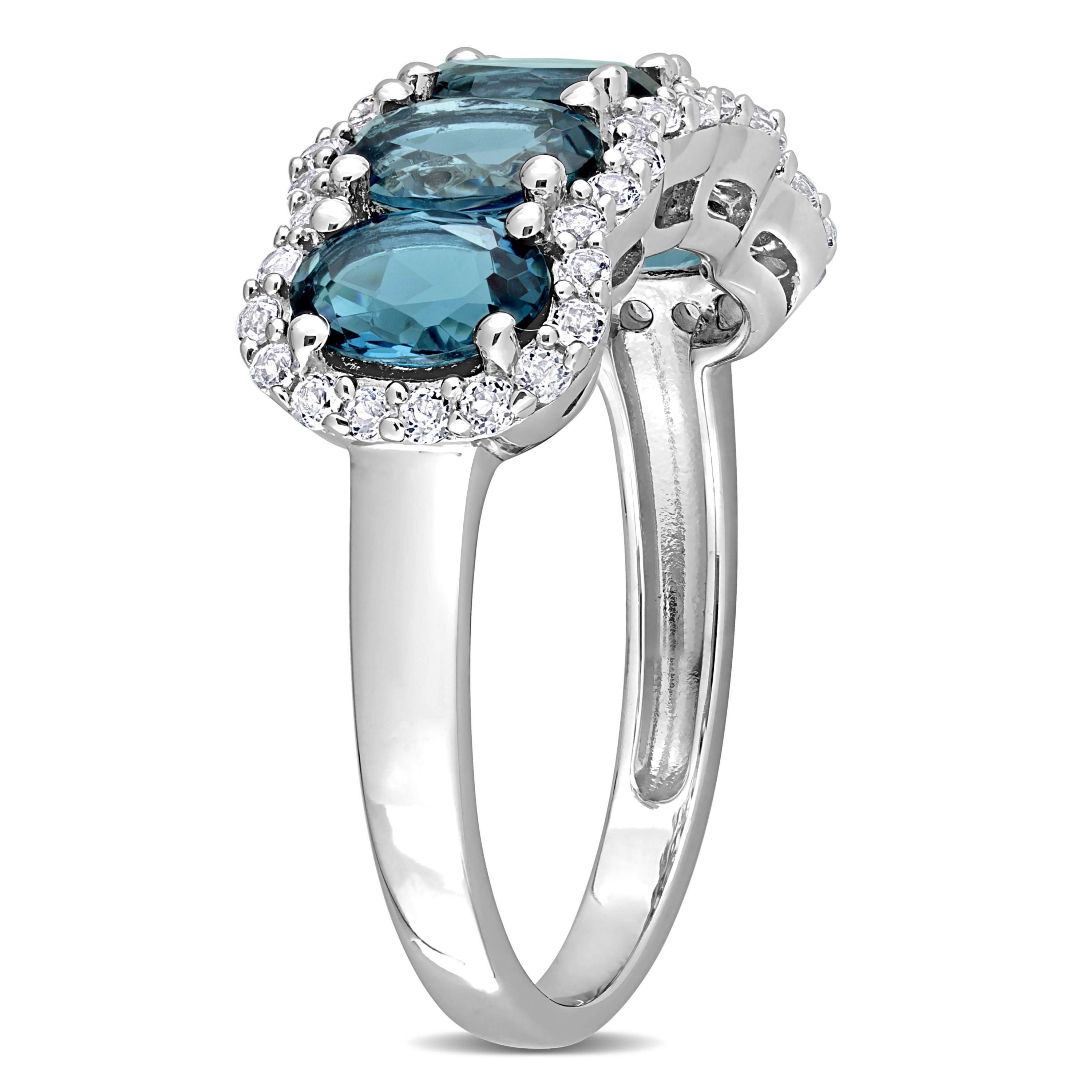 London Blue Topaz & White Topaz Ring in Sterling Silver