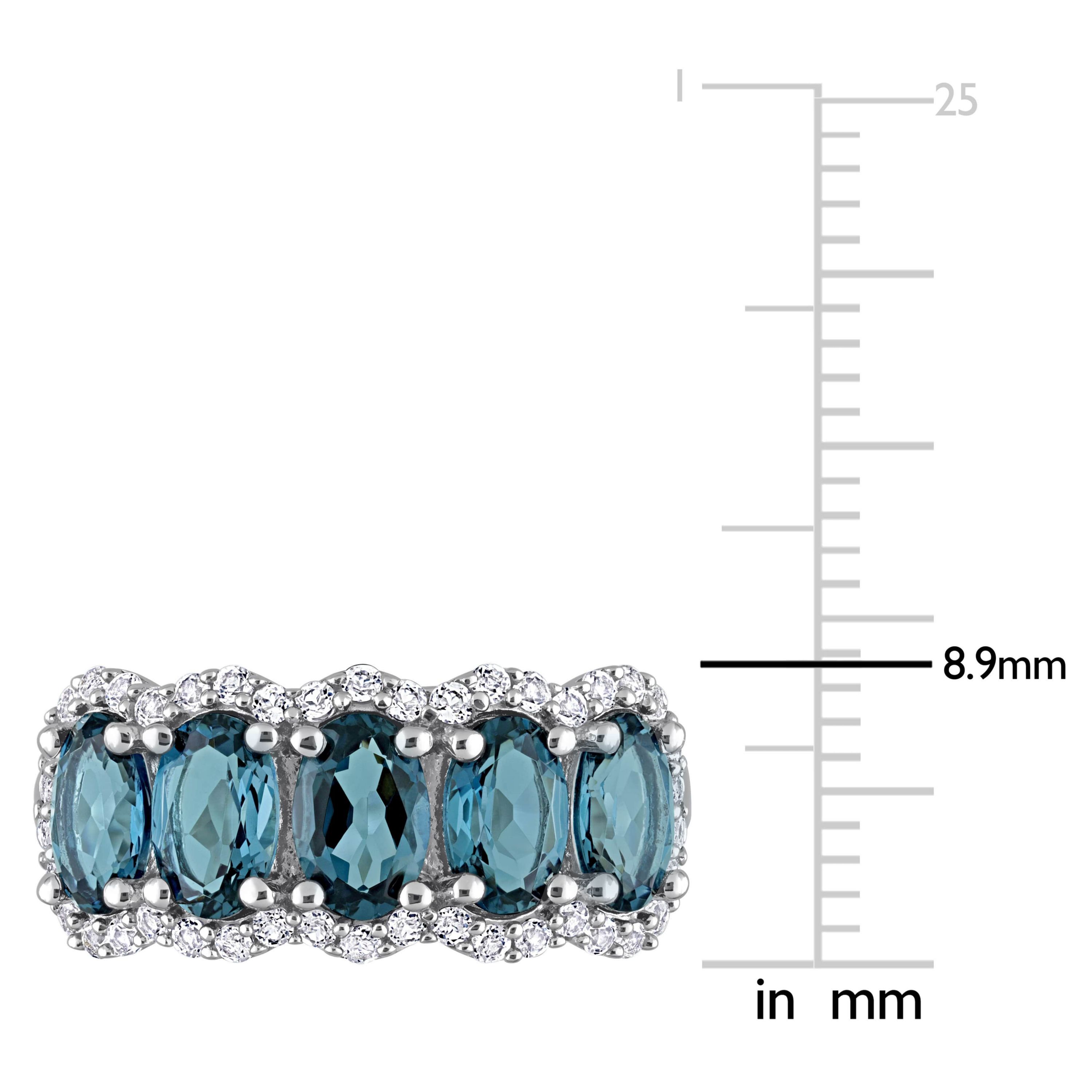 London Blue Topaz & White Topaz Ring in Sterling Silver