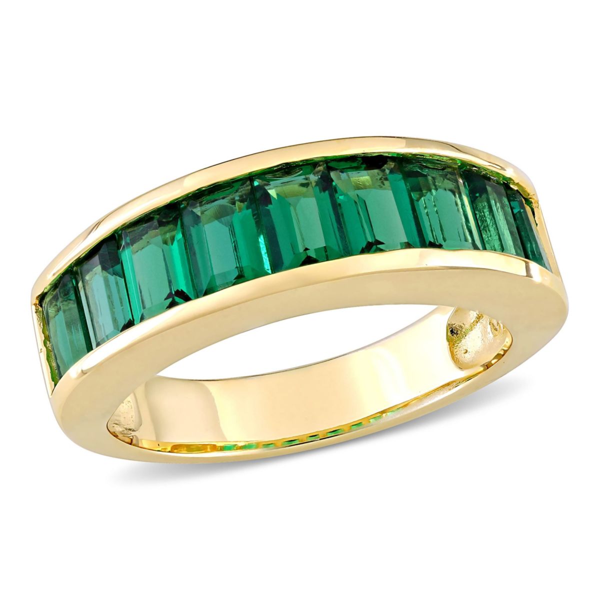 Lab Created Created Emerald Ring in Yellow Plated Sterling Silver