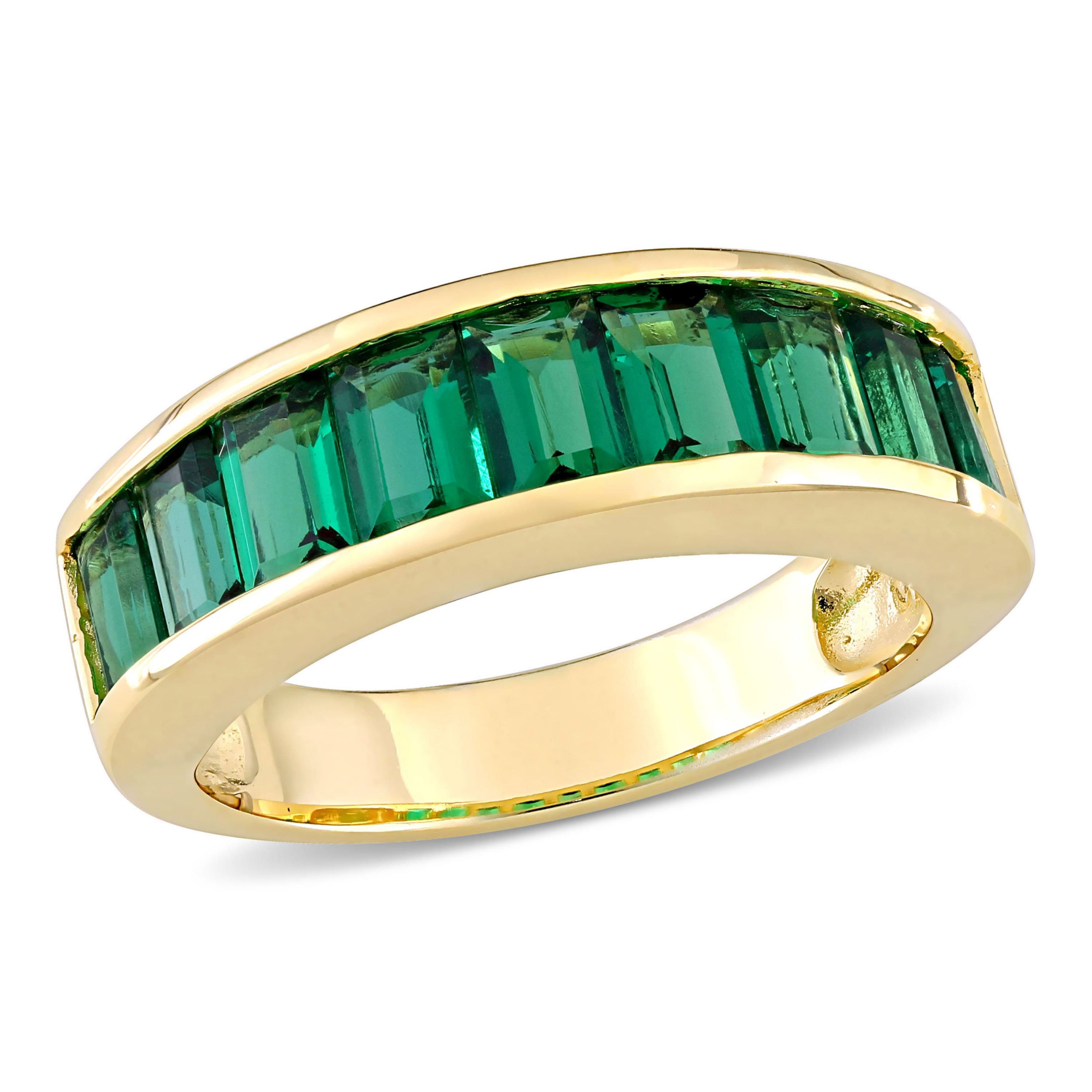 Lab Created Created Emerald Ring in Yellow Plated Sterling Silver