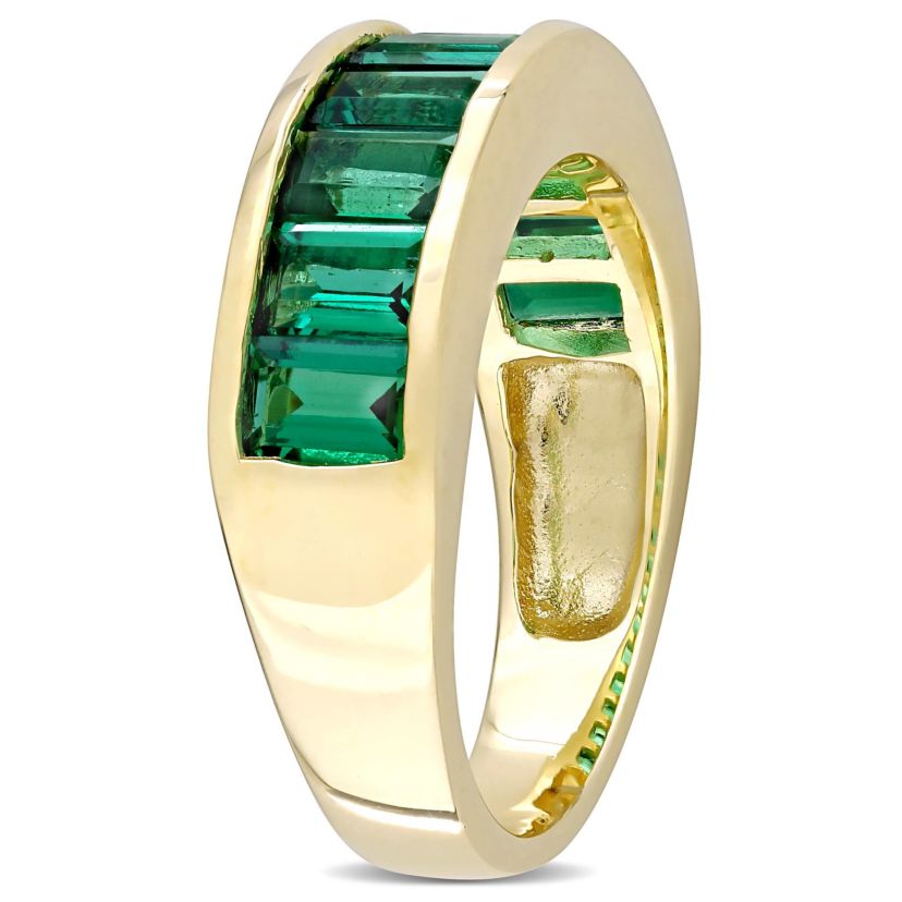 Lab Created Created Emerald Ring in Yellow Plated Sterling Silver