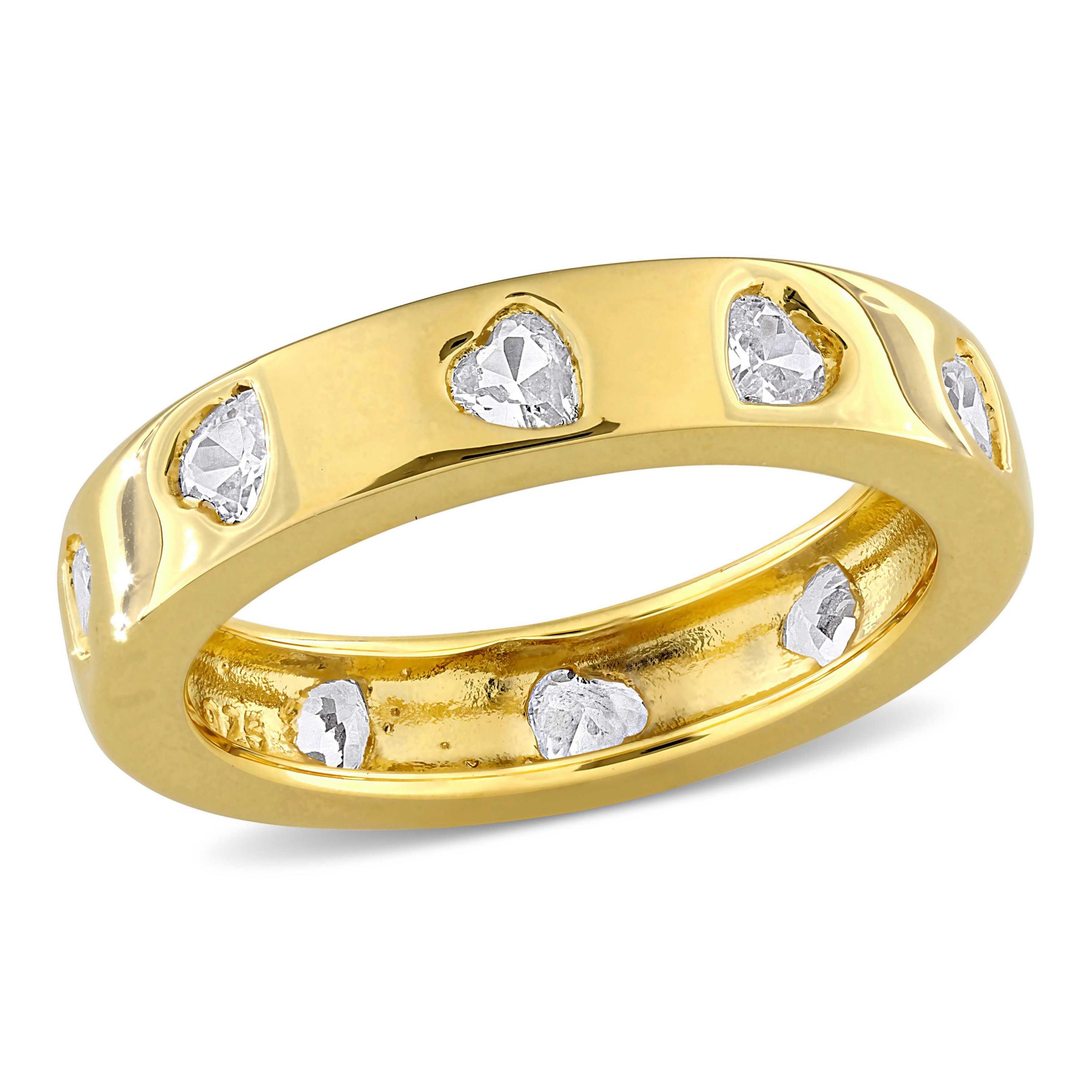 Lab Created Created White Sapphire Ring in Yellow Plated Sterling Silver