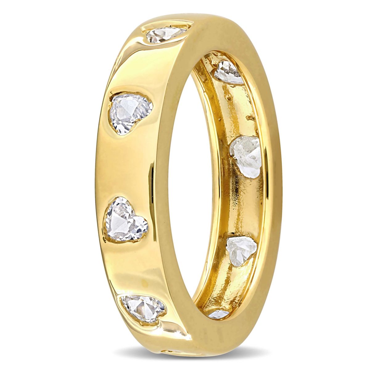 Lab Created Created White Sapphire Ring in Yellow Plated Sterling Silver