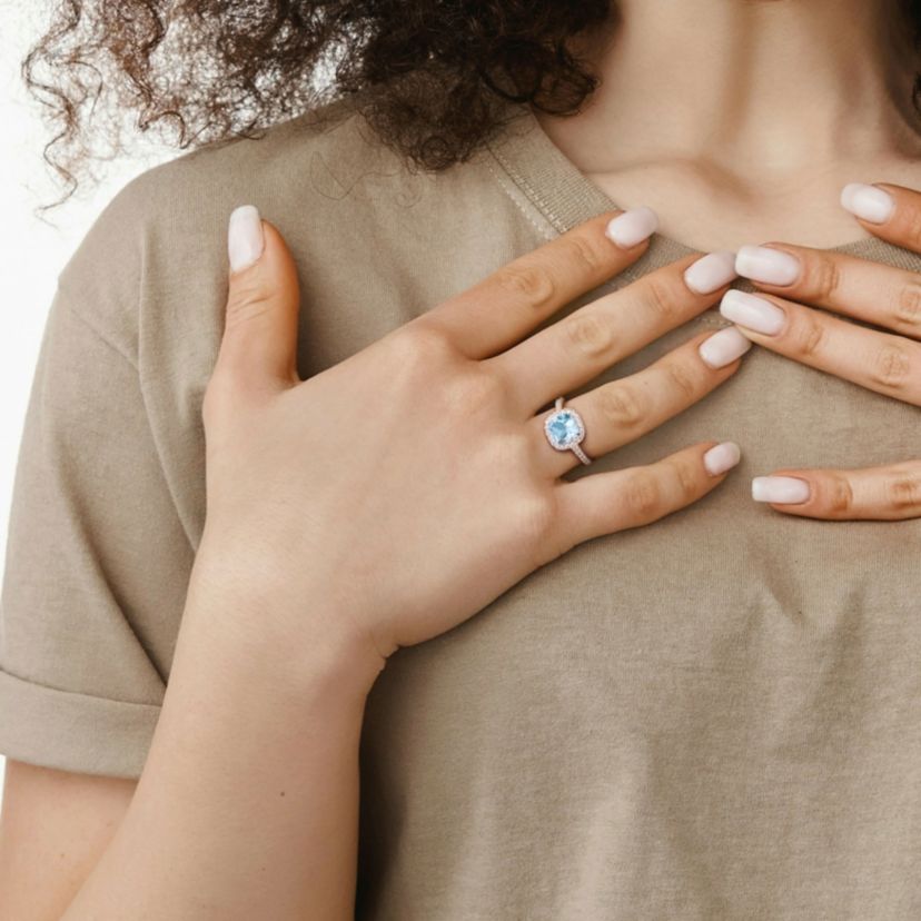 Sky Blue Topaz & White Topaz Ring in Sterling Silver