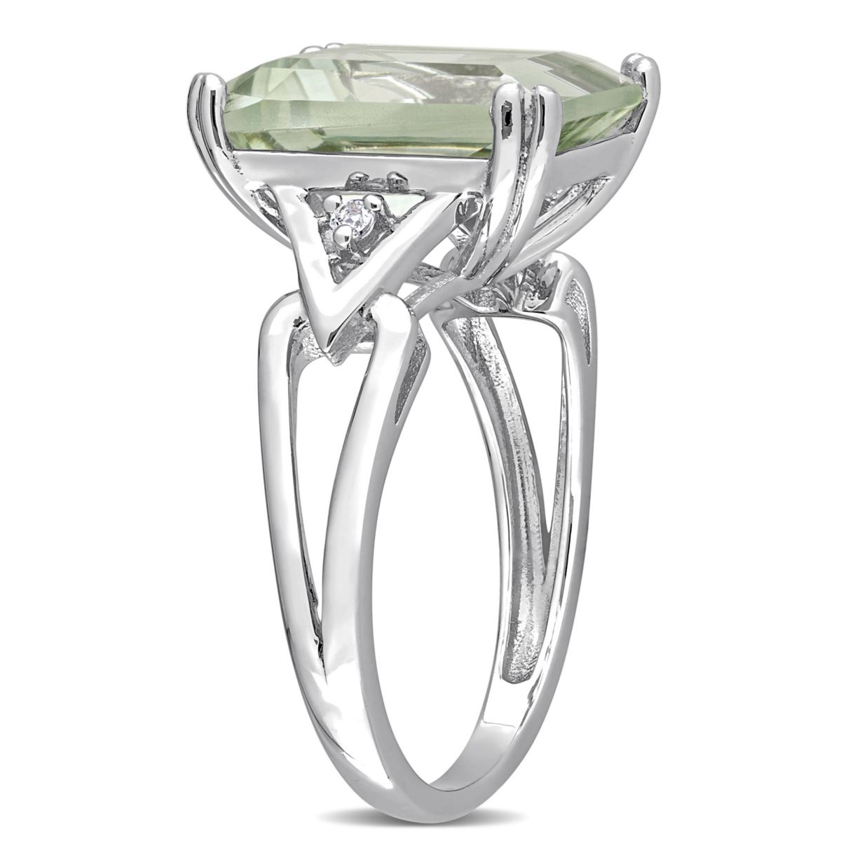 Green Quartz & White Topaz Ring in Sterling Silver