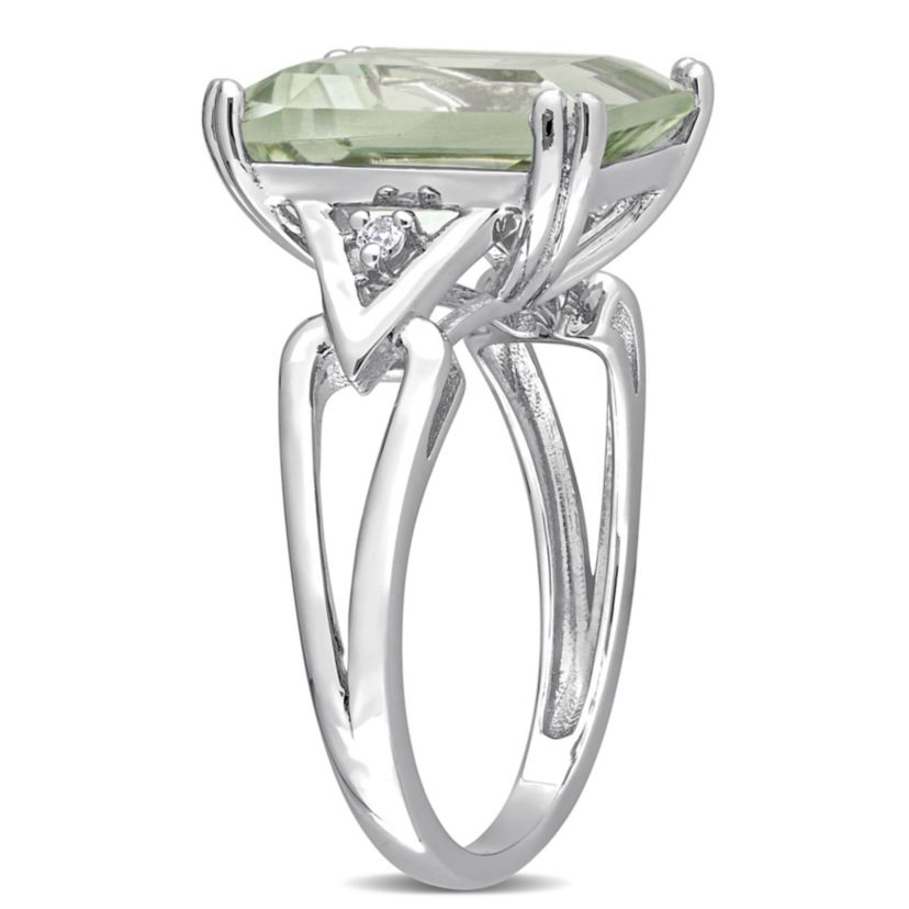 Green Quartz & White Topaz Ring in Sterling Silver