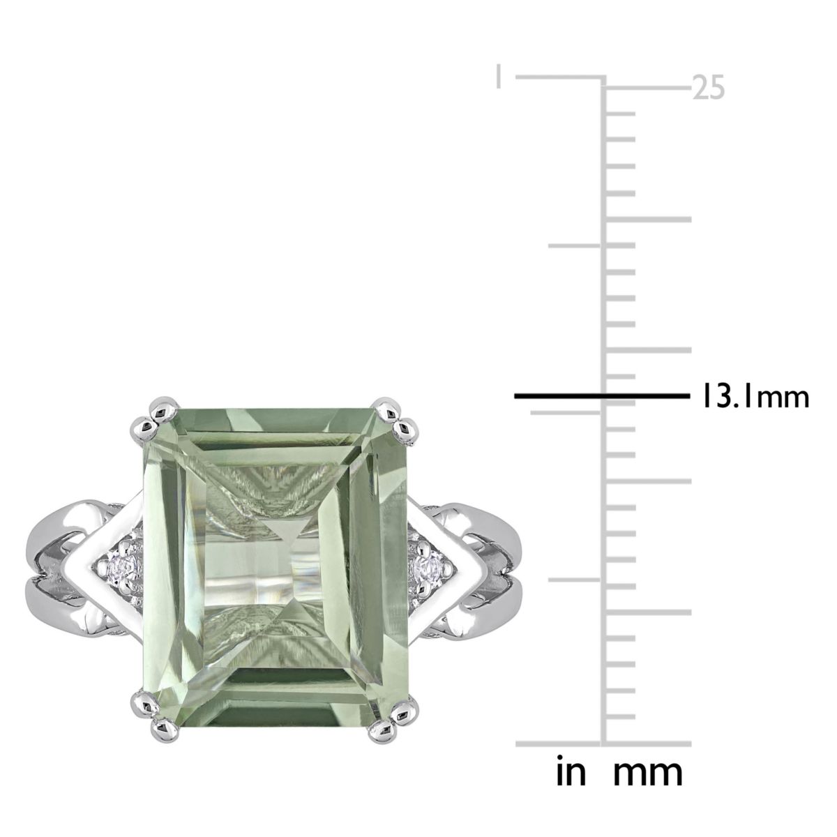 Green Quartz & White Topaz Ring in Sterling Silver