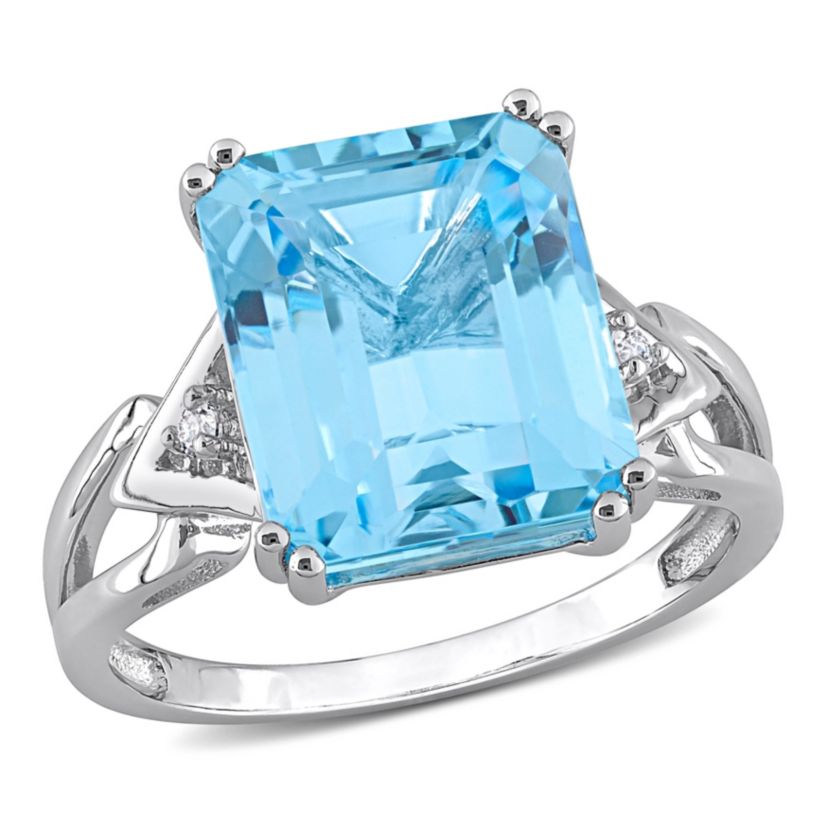 Sky Blue & White Topaz Ring in Sterling Silver