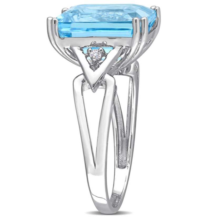 Sky Blue & White Topaz Ring in Sterling Silver