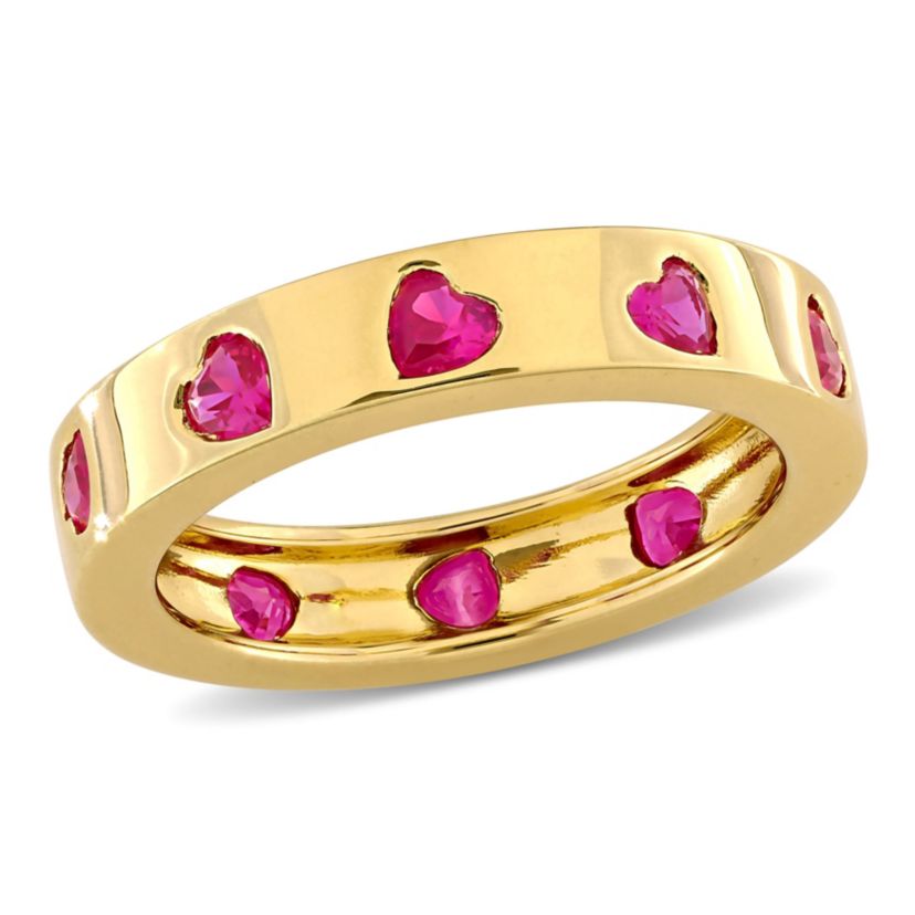 Lab Created Created Ruby Ring in Yellow Plated Sterling Silver