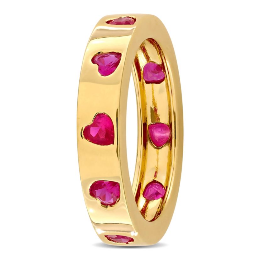 Lab Created Created Ruby Ring in Yellow Plated Sterling Silver