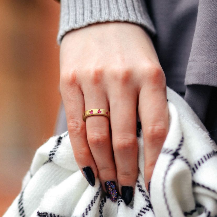 Lab Created Created Ruby Ring in Yellow Plated Sterling Silver