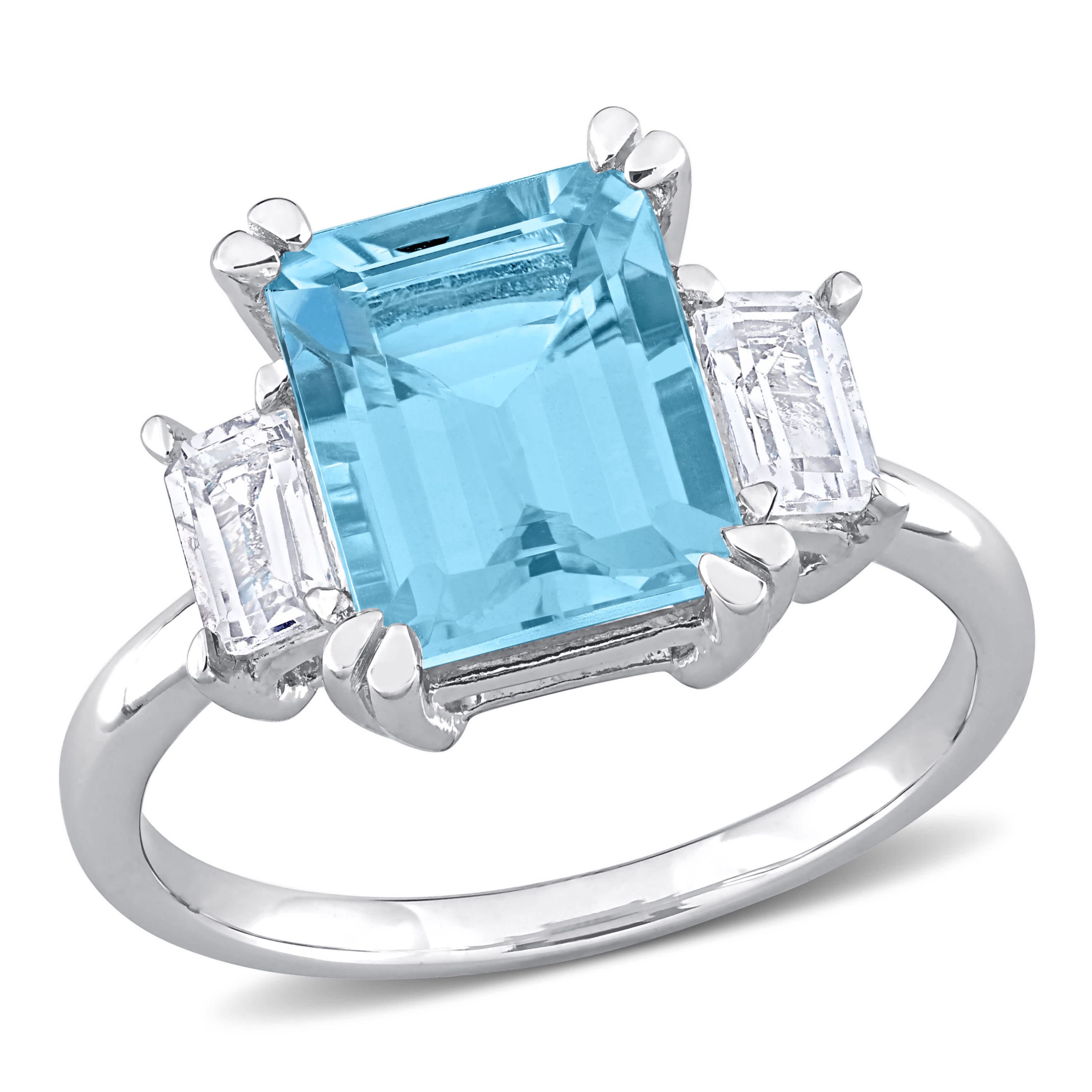 Sky Blue & White Topaz Ring in Sterling Silver
