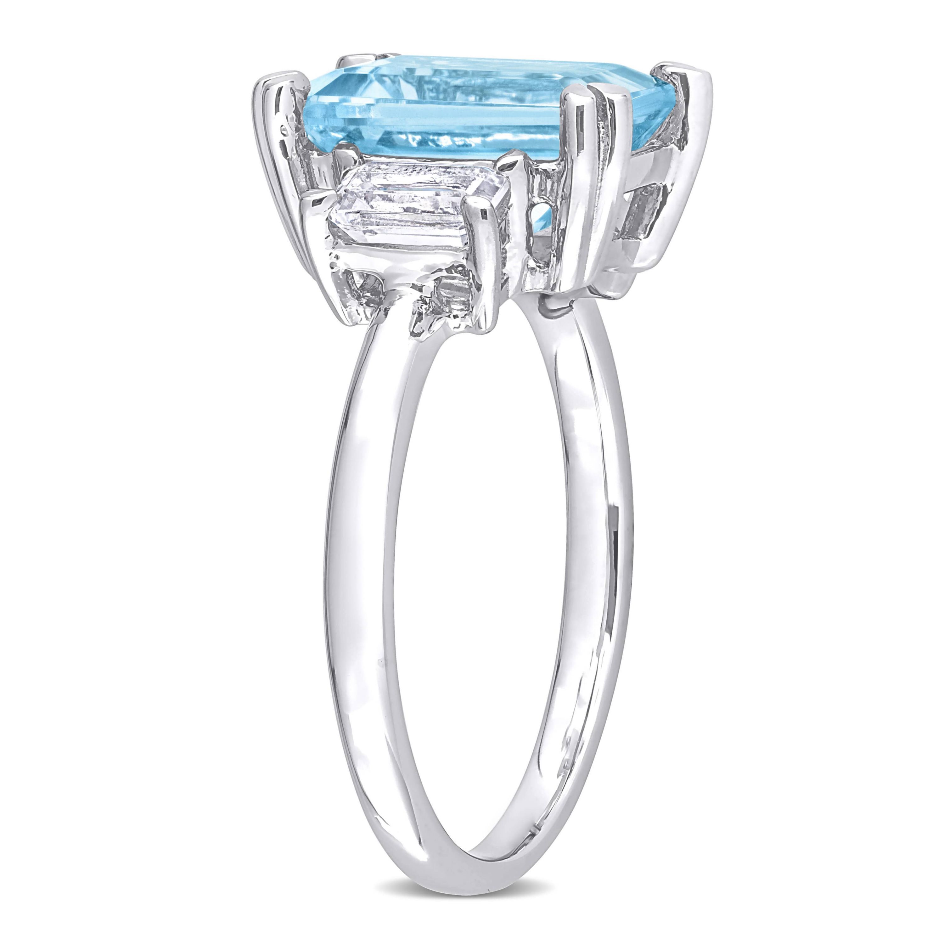 Sky Blue & White Topaz Ring in Sterling Silver