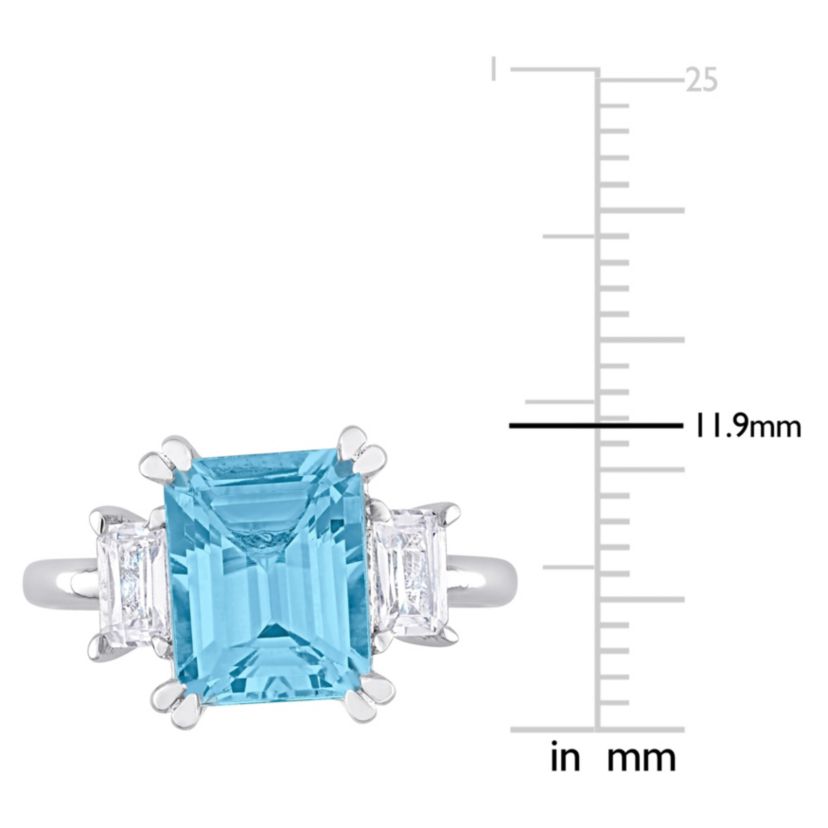Sky Blue & White Topaz Ring in Sterling Silver