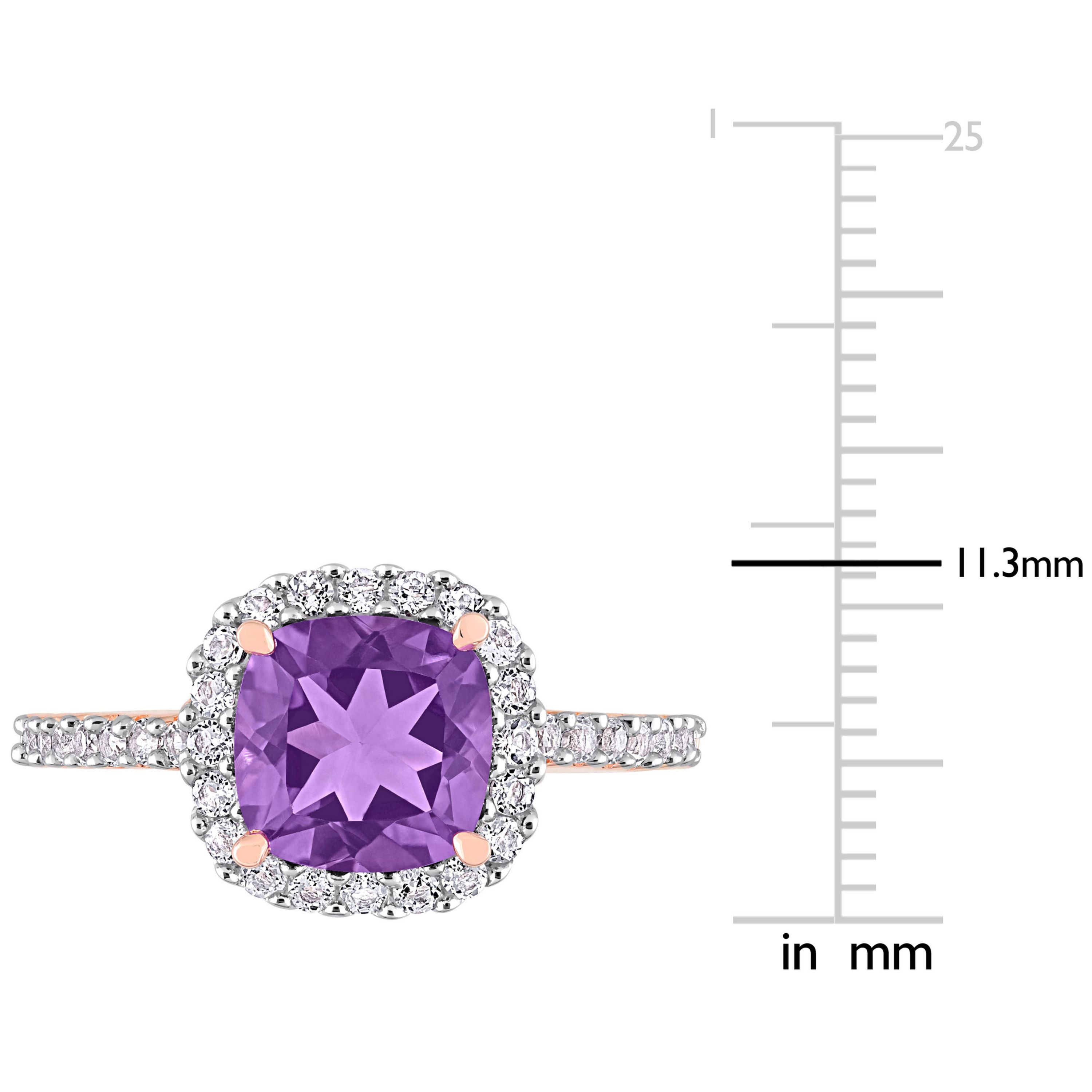 Amethyst & White Topaz Ring in Rose Plated Sterling Silver
