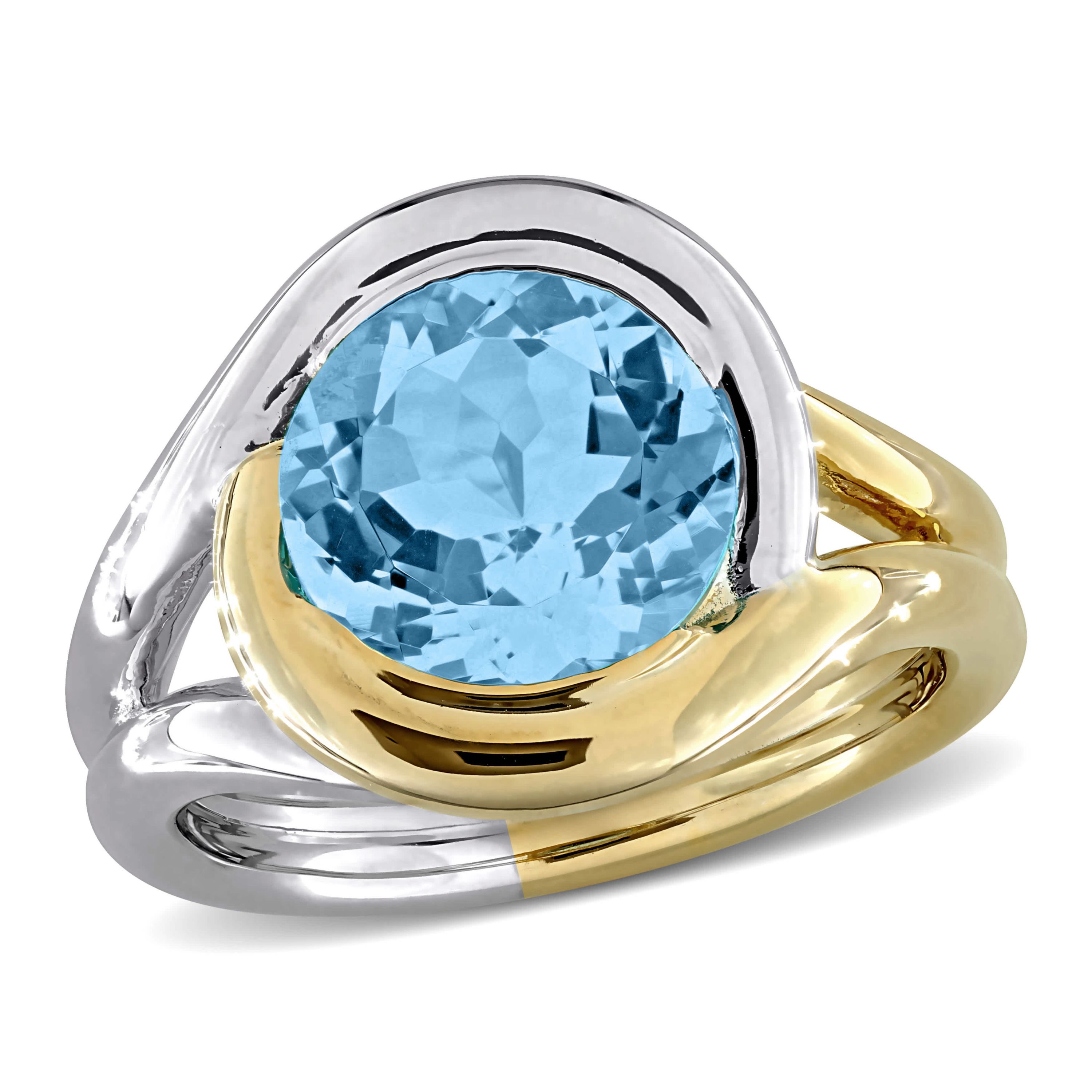 Sky Blue Topaz Ring in Two-tone Sterling Silver