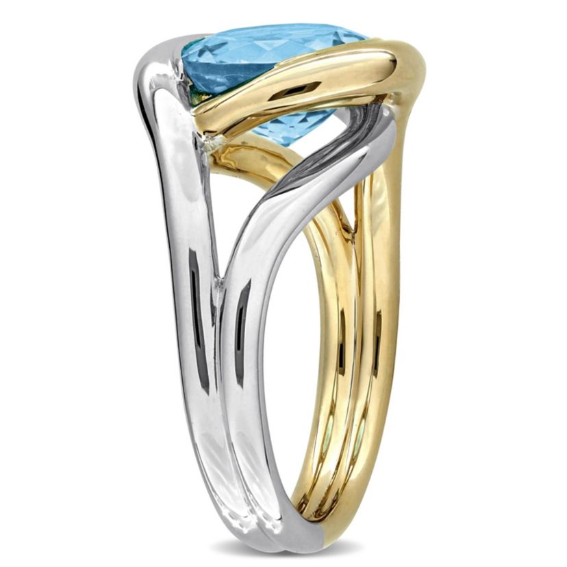 Sky Blue Topaz Ring in Two-tone Sterling Silver