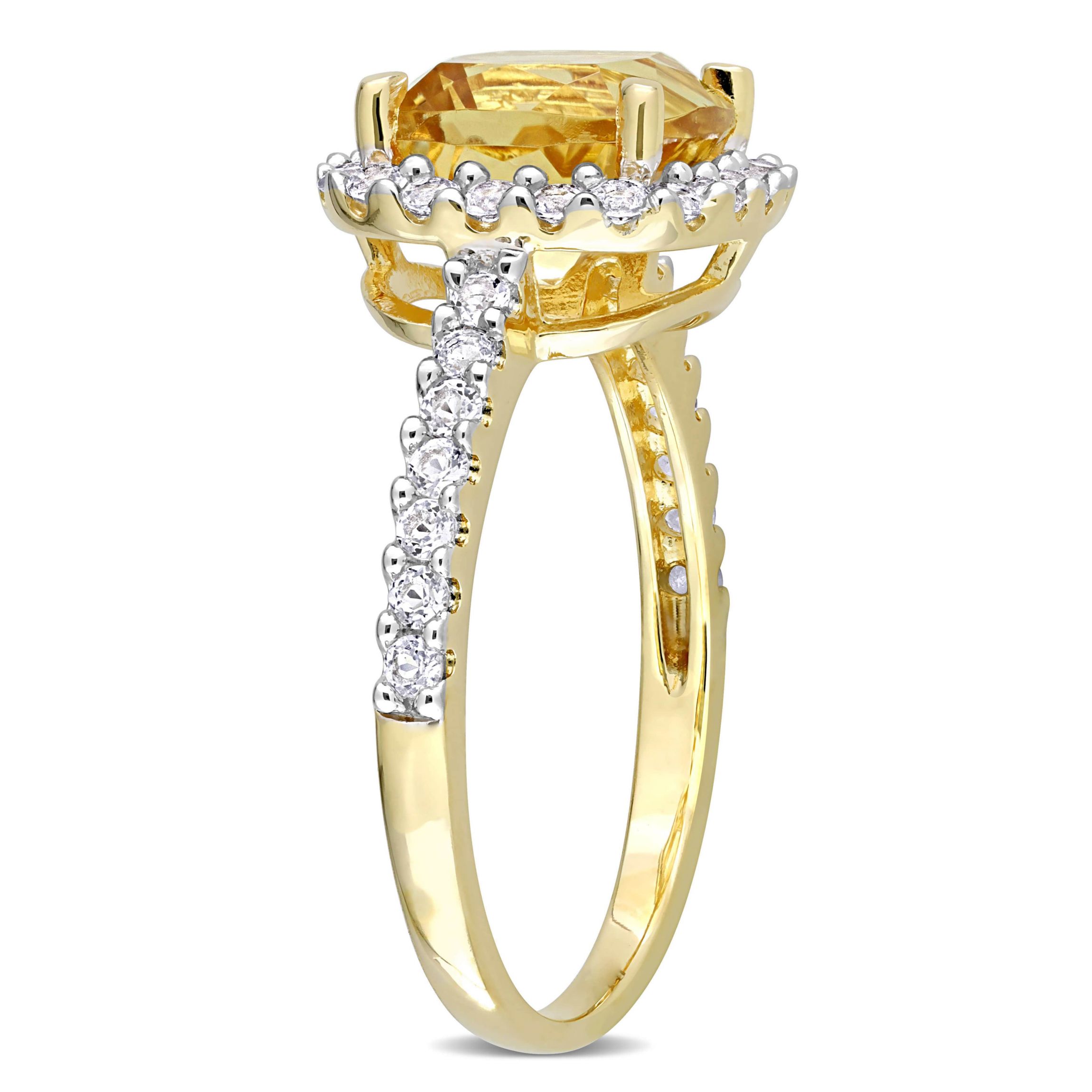 Citrine & White Topaz Ring in Yellow Plated Sterling Silver