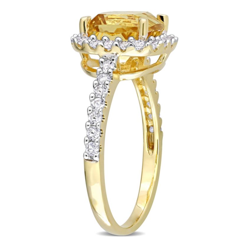 Citrine & White Topaz Ring in Yellow Plated Sterling Silver