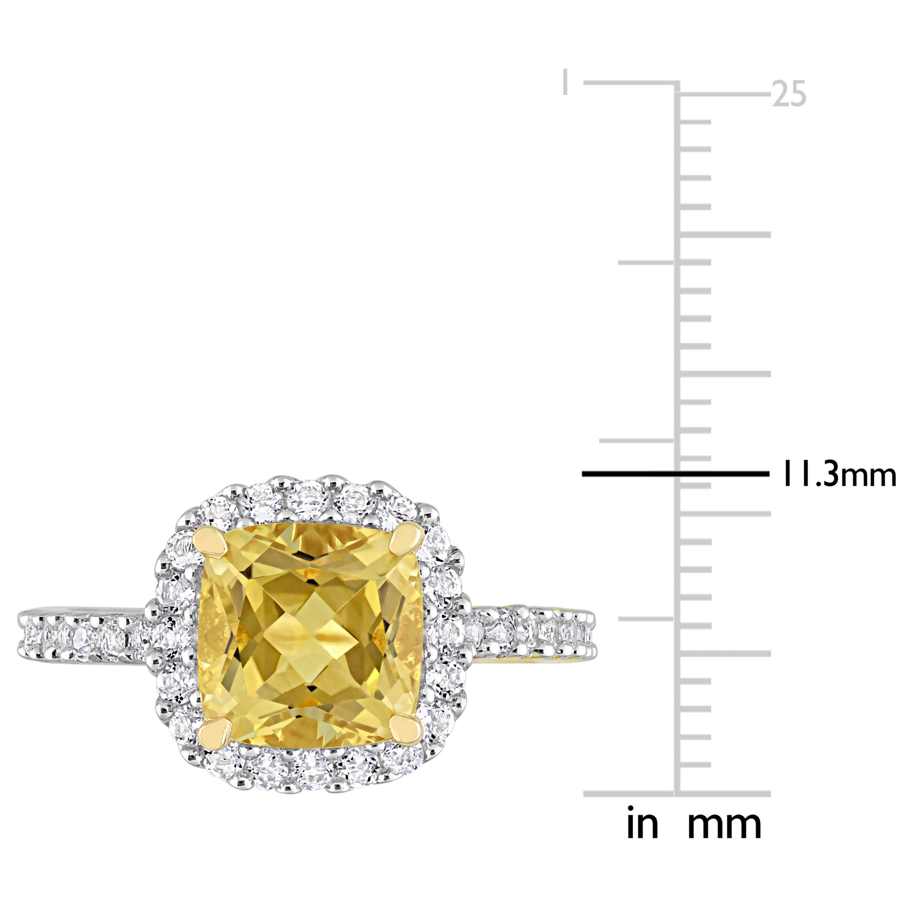 Citrine & White Topaz Ring in Yellow Plated Sterling Silver
